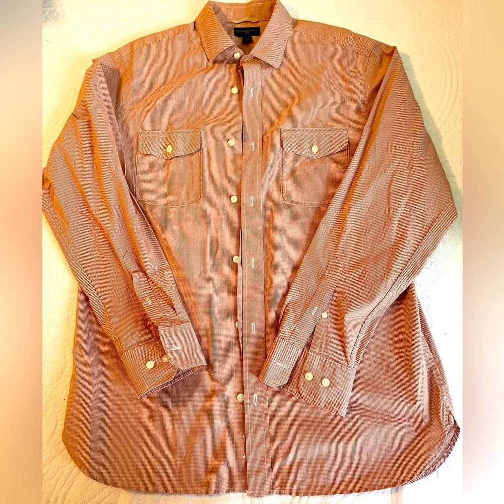 BANANA REPUBLIC checked shirt, size 16.5, two‎ front pockets, EUC